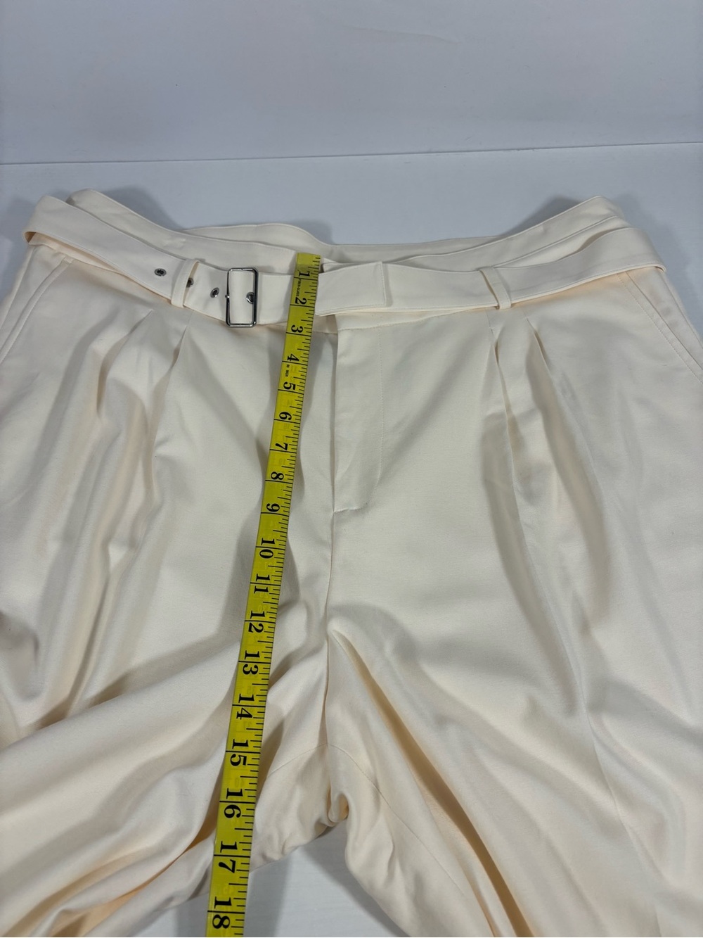NWT J.Crew Ivory Belted Pleated Wide Leg Pants Size 18 - Picture 7 of 10
